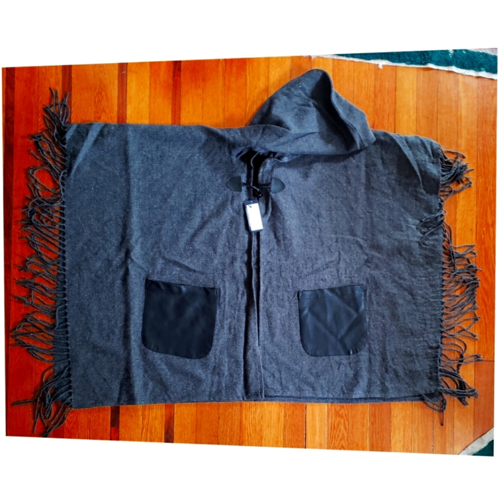 Grey Poncho with Hood